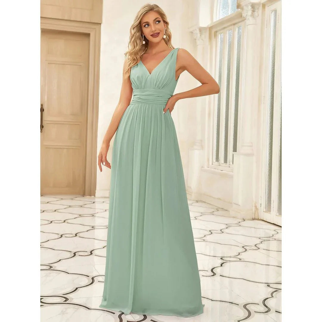 Elegant Women's V-Neck Maxi Dress - Flattering Summer Style 0
