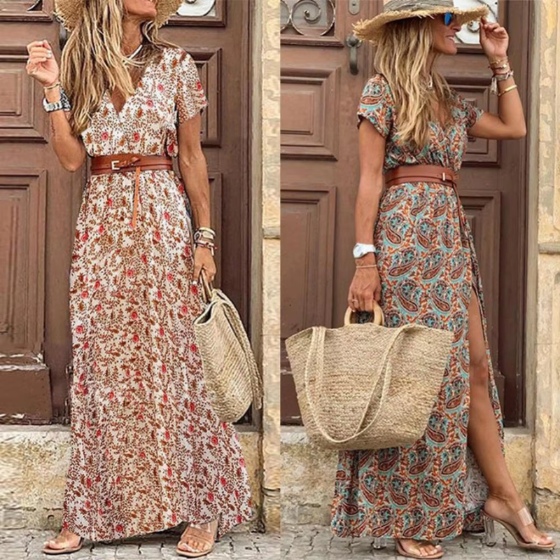 Elegant Women's V-Neck Maxi Dress - Stylish Summer Dresses 1