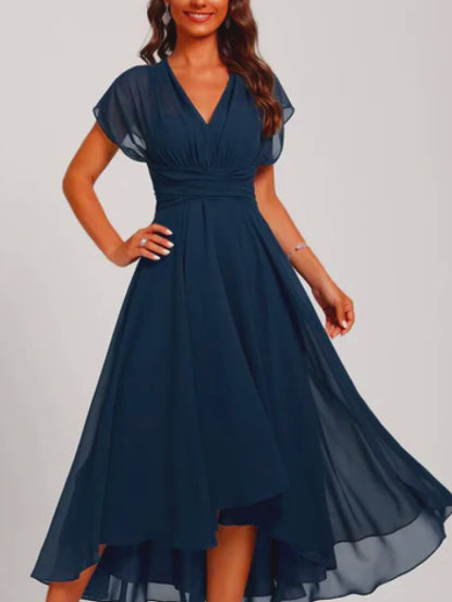 Elegant Women's V-Neck Midi Formal Dress for Special Occasions 0