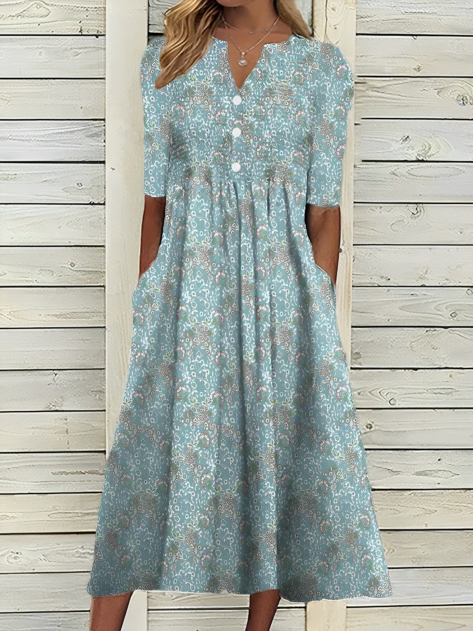 Floral V-Neck Women's Summer Dress - Breezy Casual Style 0