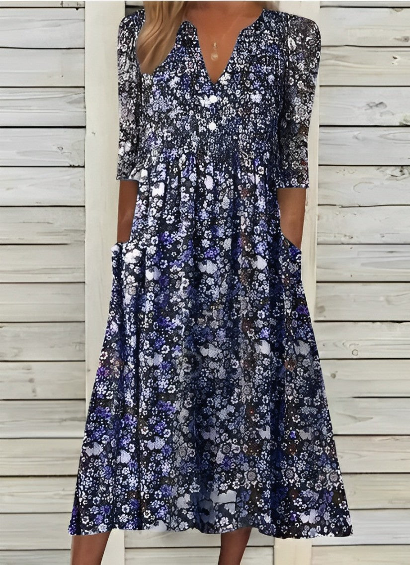 Floral V-Neck Women's Summer Dress - Breezy Casual Style 2