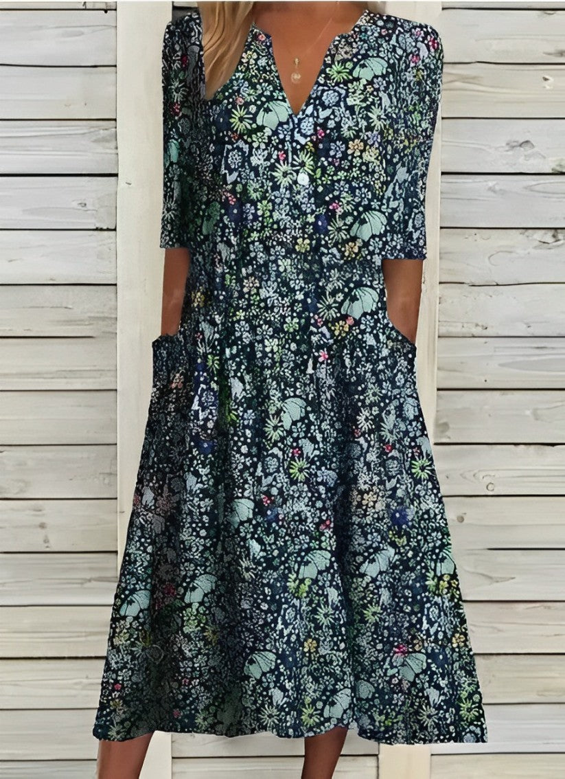 Floral V-Neck Women's Summer Dress - Breezy Casual Style 3