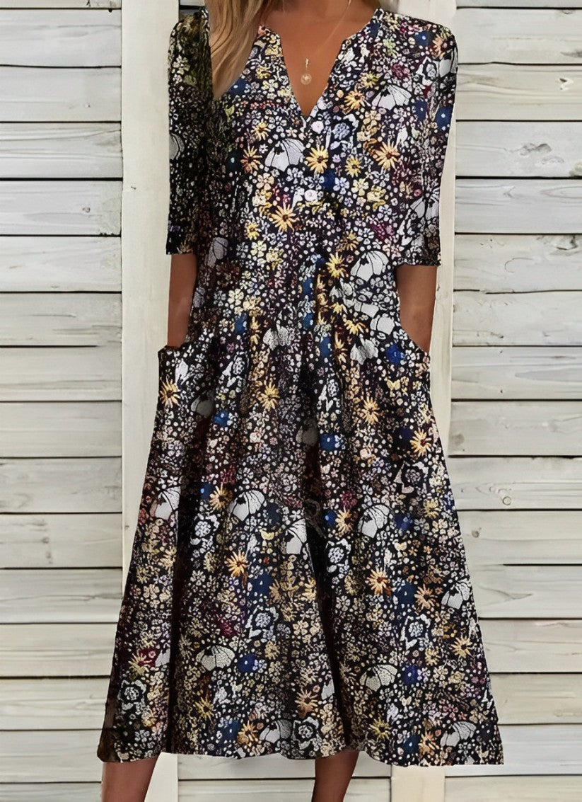 Floral V-Neck Women's Summer Dress - Breezy Casual Style 4