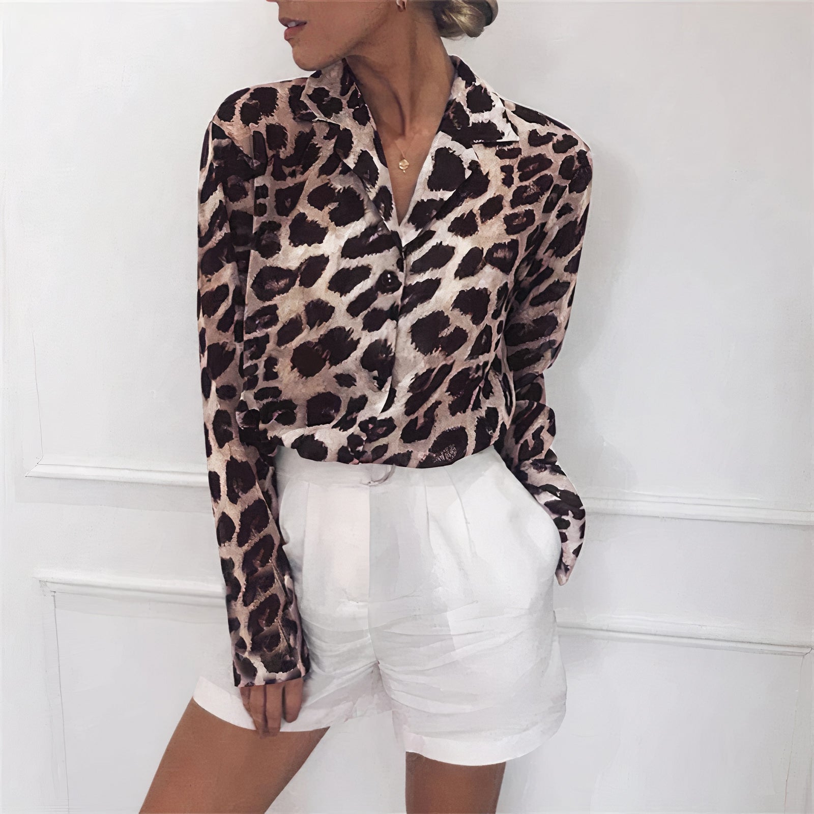 Chic Leopard Print Long-Sleeve Blouse | Danie Fashion Statement