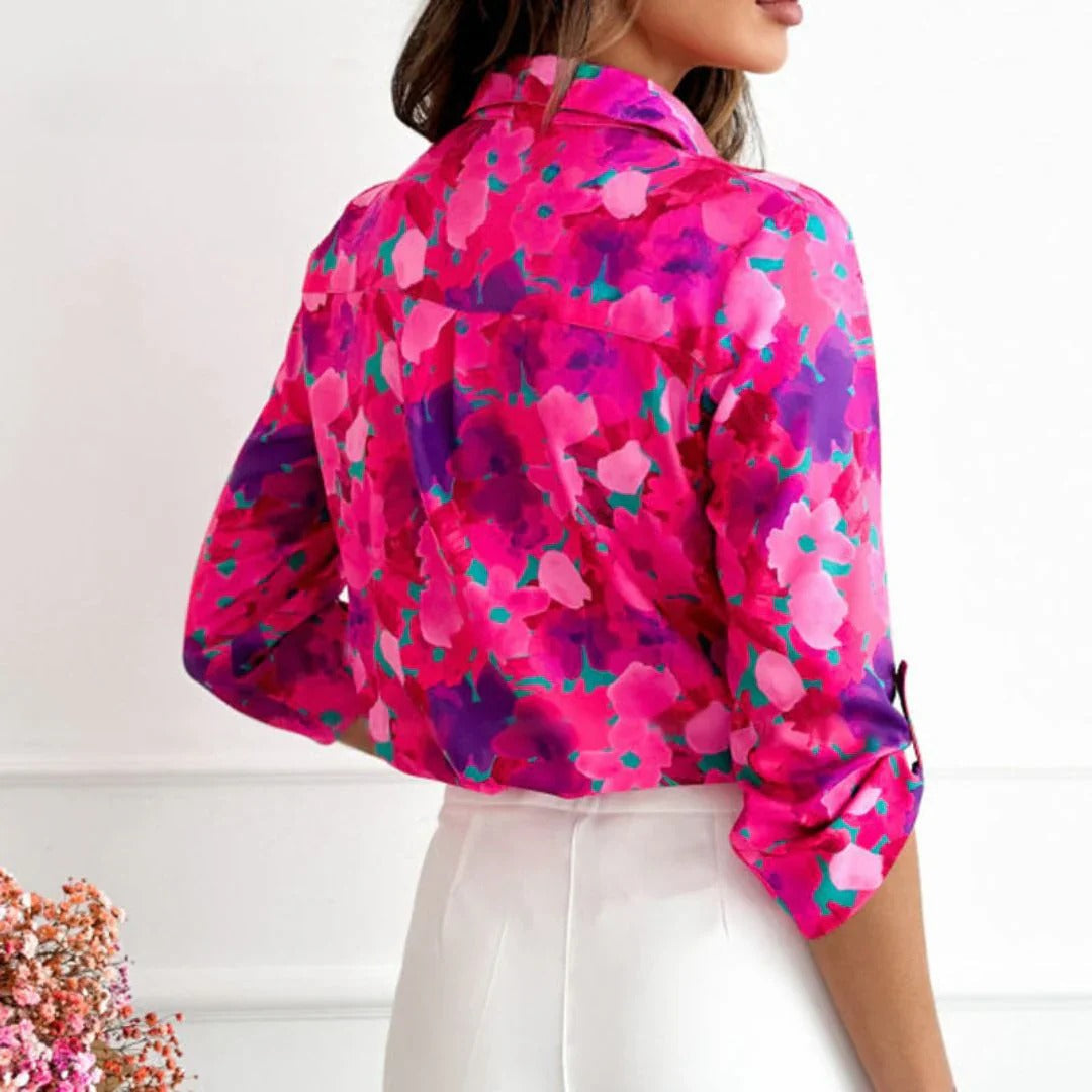 Chic Hot Pink Floral Blouse | Stylish Casual Wear by Peggy