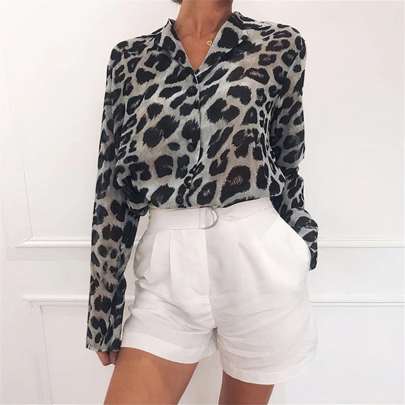 Chic Leopard Print Long-Sleeve Blouse | Danie Fashion Statement