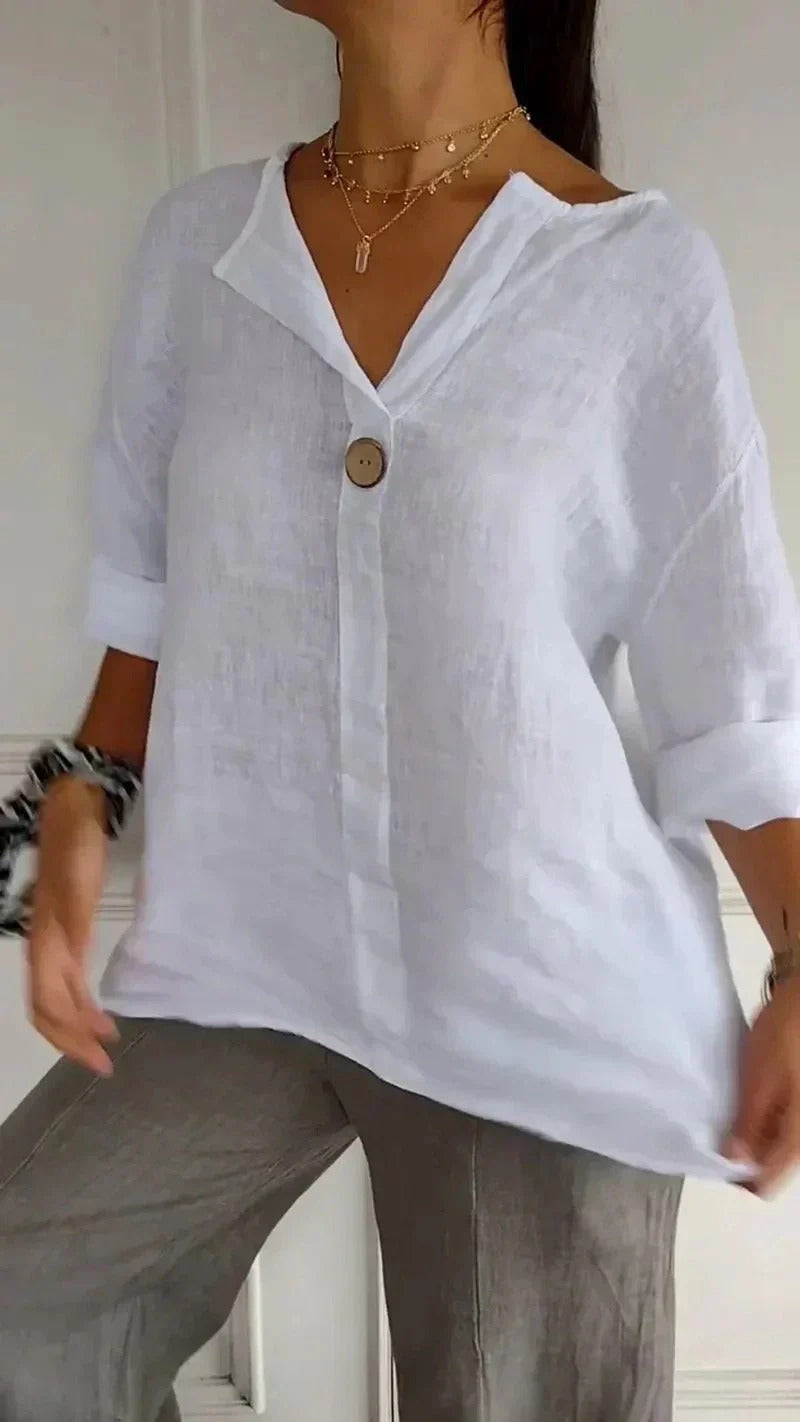 Stylish V-Neck Shirt with Medium Sleeves | Amae Collection