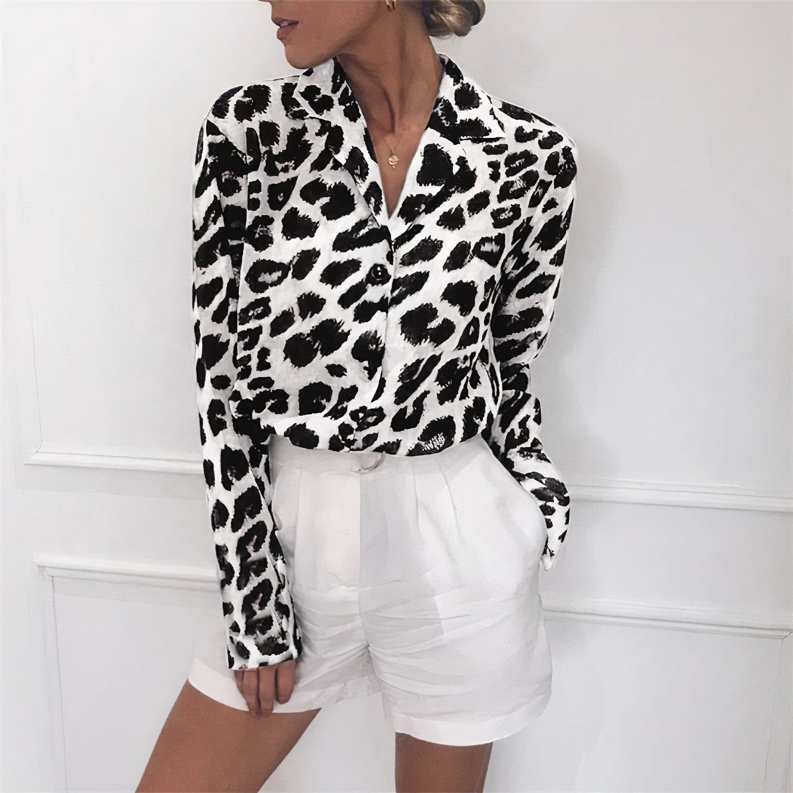 Chic Leopard Print Long-Sleeve Blouse | Danie Fashion Statement