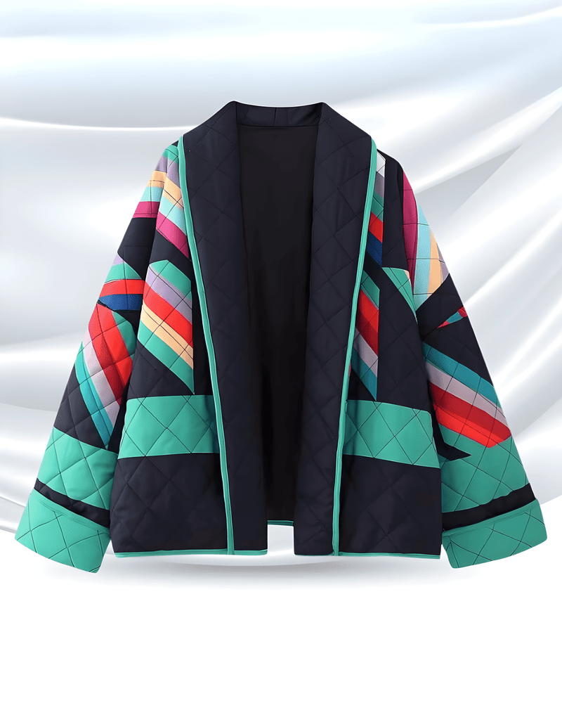 Lily Melbourne Alina - Oversized vintage jacket with vibrant patchwork design