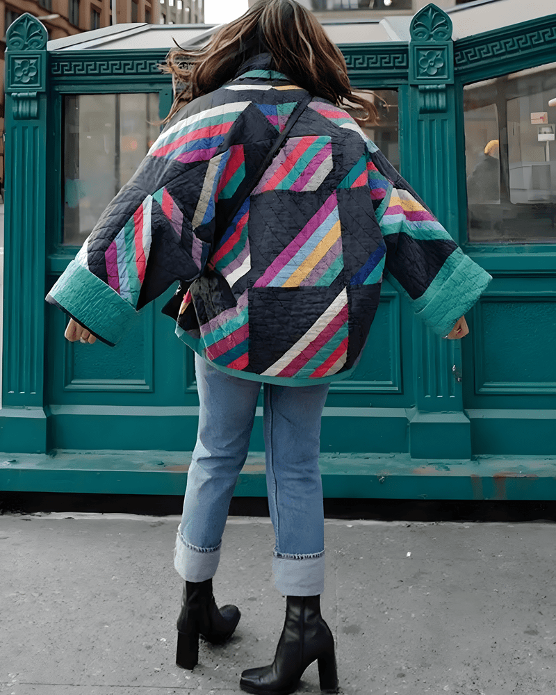 Lily Melbourne Alina - Oversized vintage jacket with vibrant patchwork design