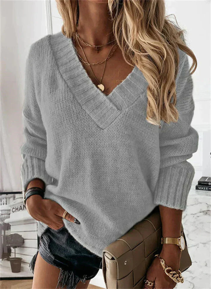 Lily Melbourne Billie Soft Knit V-Neck Sweater - Cozy & Stylish Pullover