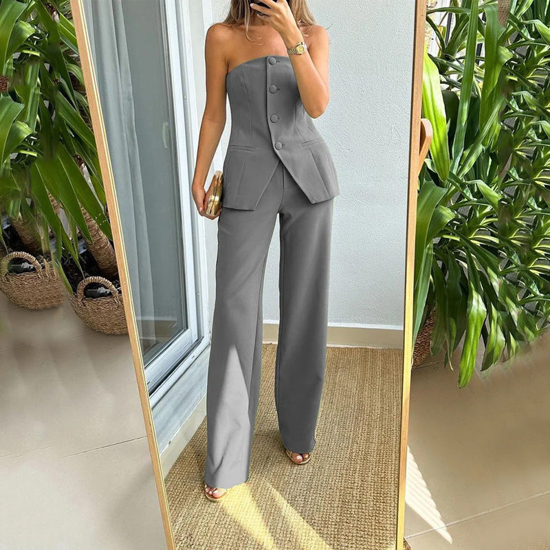 Jenica™ | Stylish and Sexy Tube Top with Buttoned Pants Set