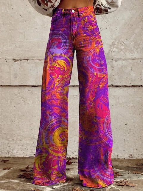 Zadie | Psychedelic Swirl Wide-Leg Pants