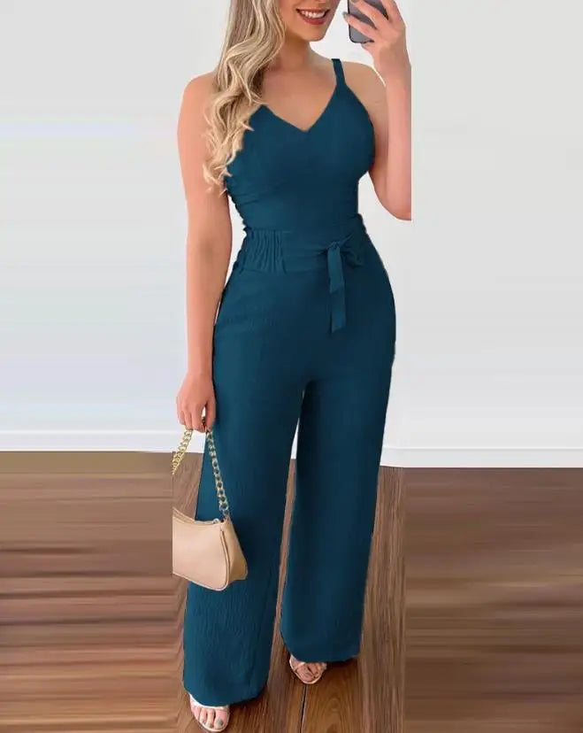 SADIE | Chic Shirred Two-Piece Jumpsuit Set for Effortless Style