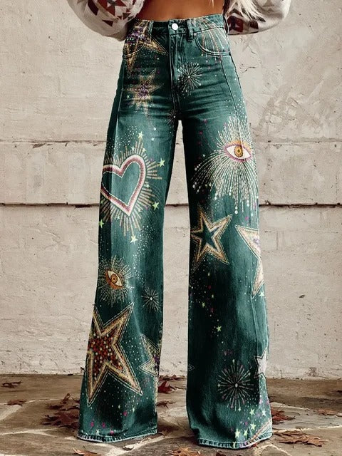 Astra | Cosmic Print Wide-Leg Pants