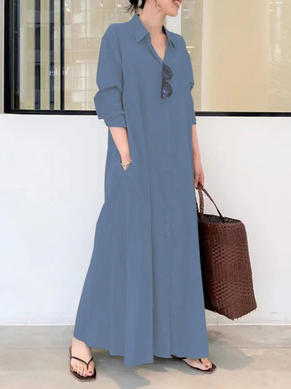 Stylish Women's Black Button-Down Maxi Dress for Summer 3