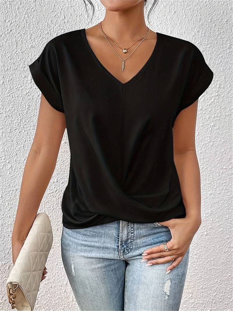 Stylish Women's Crop Top - V-Neck Twisting Blouse for Summer 0