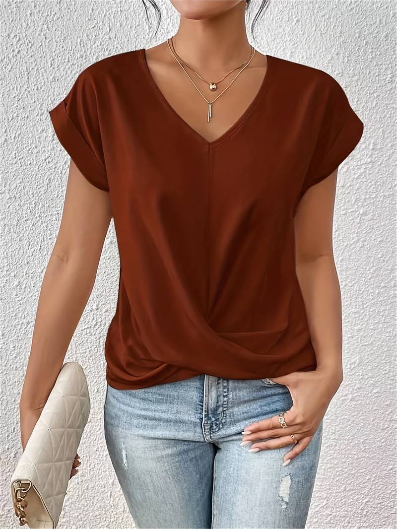 Stylish Women's Crop Top - V-Neck Twisting Blouse for Summer 1