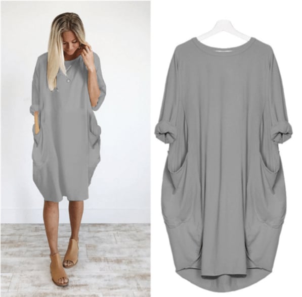 Stylish Women's Midi Summer Dress with Pockets, Relaxed Fit 1