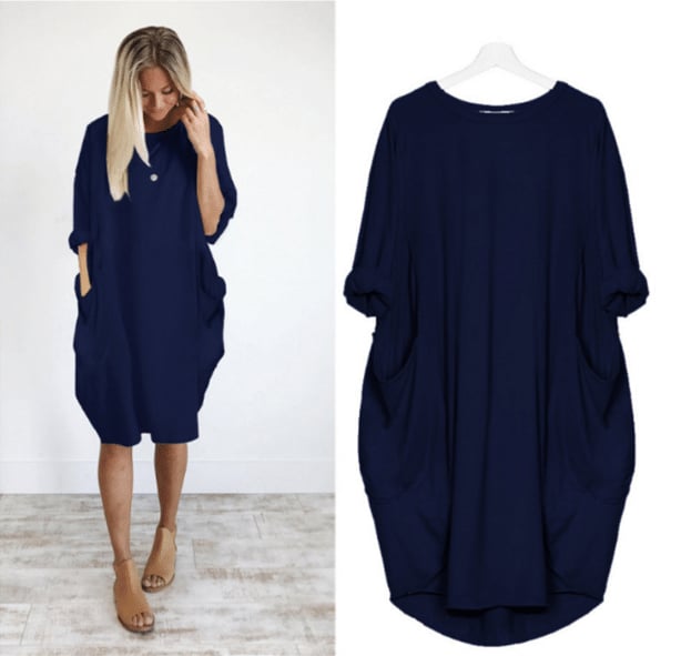 Stylish Women's Midi Summer Dress with Pockets, Relaxed Fit 3