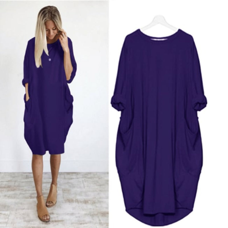Stylish Women's Midi Summer Dress with Pockets, Relaxed Fit 4