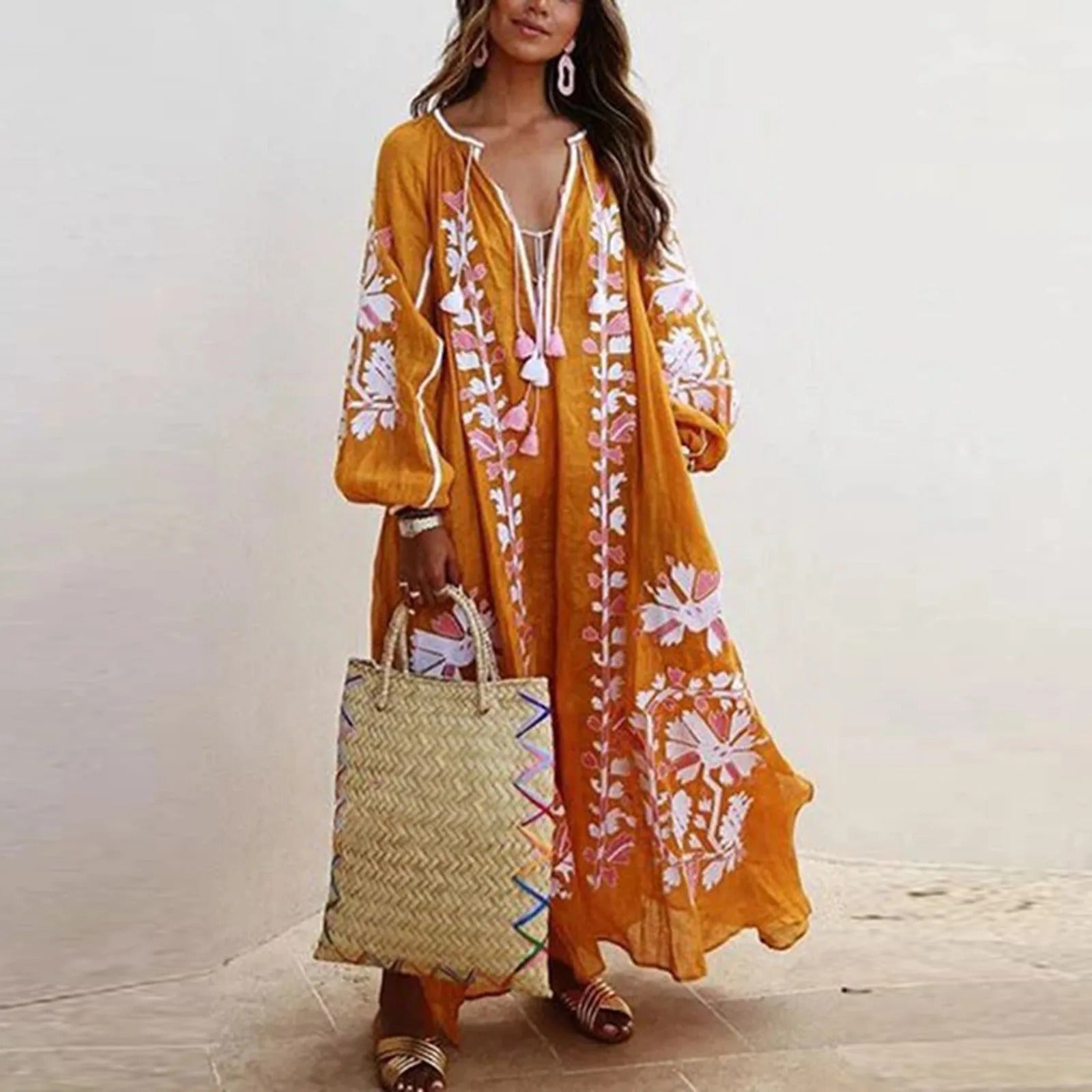 Vintage Print Oversized Women's Summer Dress - Casual Chic 0