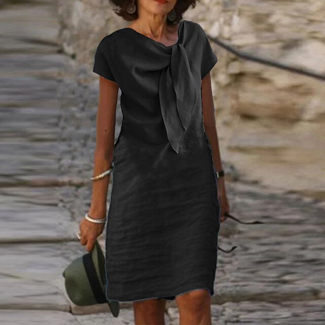 Women's Cocktail Dress Black Short Sleeve Elegant Evening Wear 4