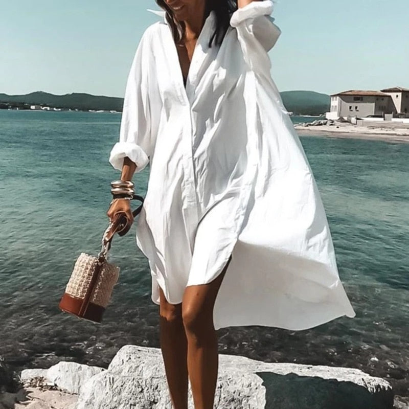 Women's Mini Dress Blue Summer Casual Blouse 0
