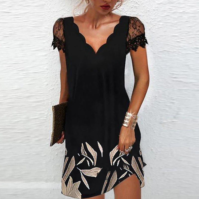 Women's Mini Dress Floral Pattern V-Neck 3