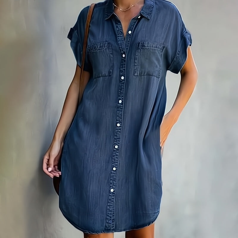 Women's Mini Shirt Dress White with Button Details 2