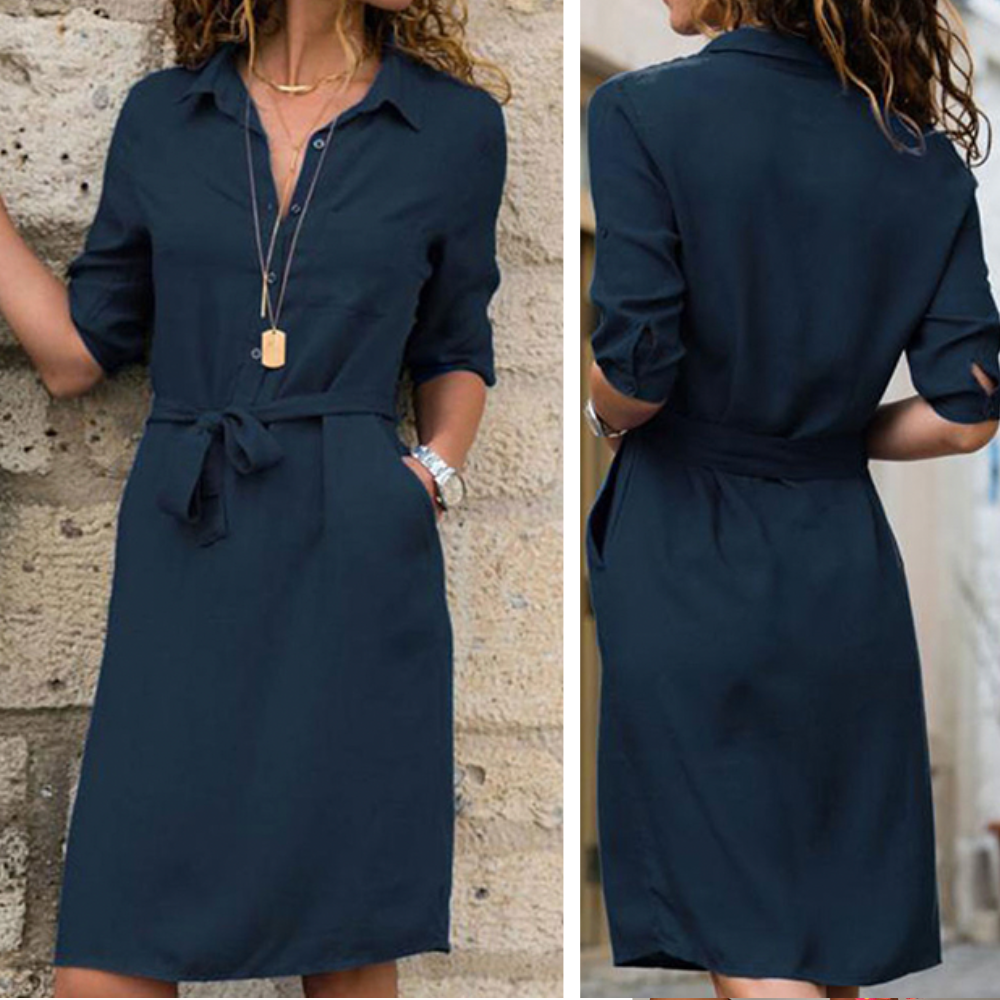 Women's Mini Wrap Shirt Dress Blue 0