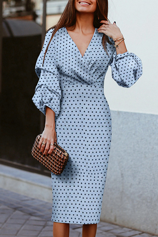 Women's V-Neck Polka Dot Cocktail Dress for Summer Elegance 0