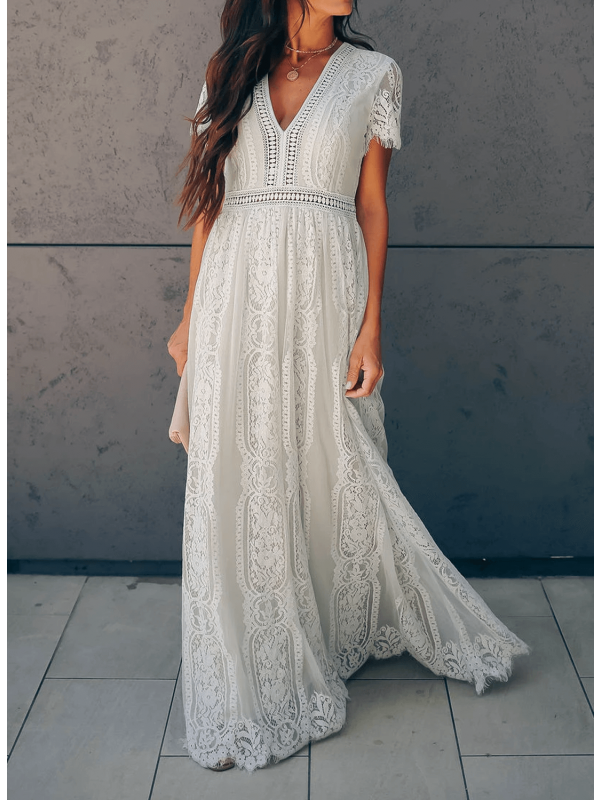 Women's White Short-Sleeve Summer Dress for Casual Elegance 0