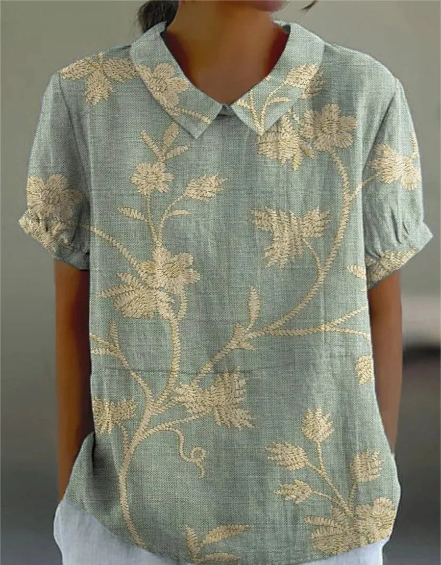 Womens Vintage Floral Blouse - Casual Summer Tops for Women 0