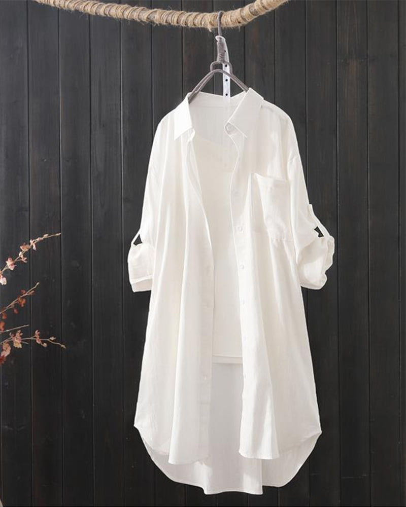 Elegant Long Sleeve Cotton Blouse | Illeana - Chic & Versatile