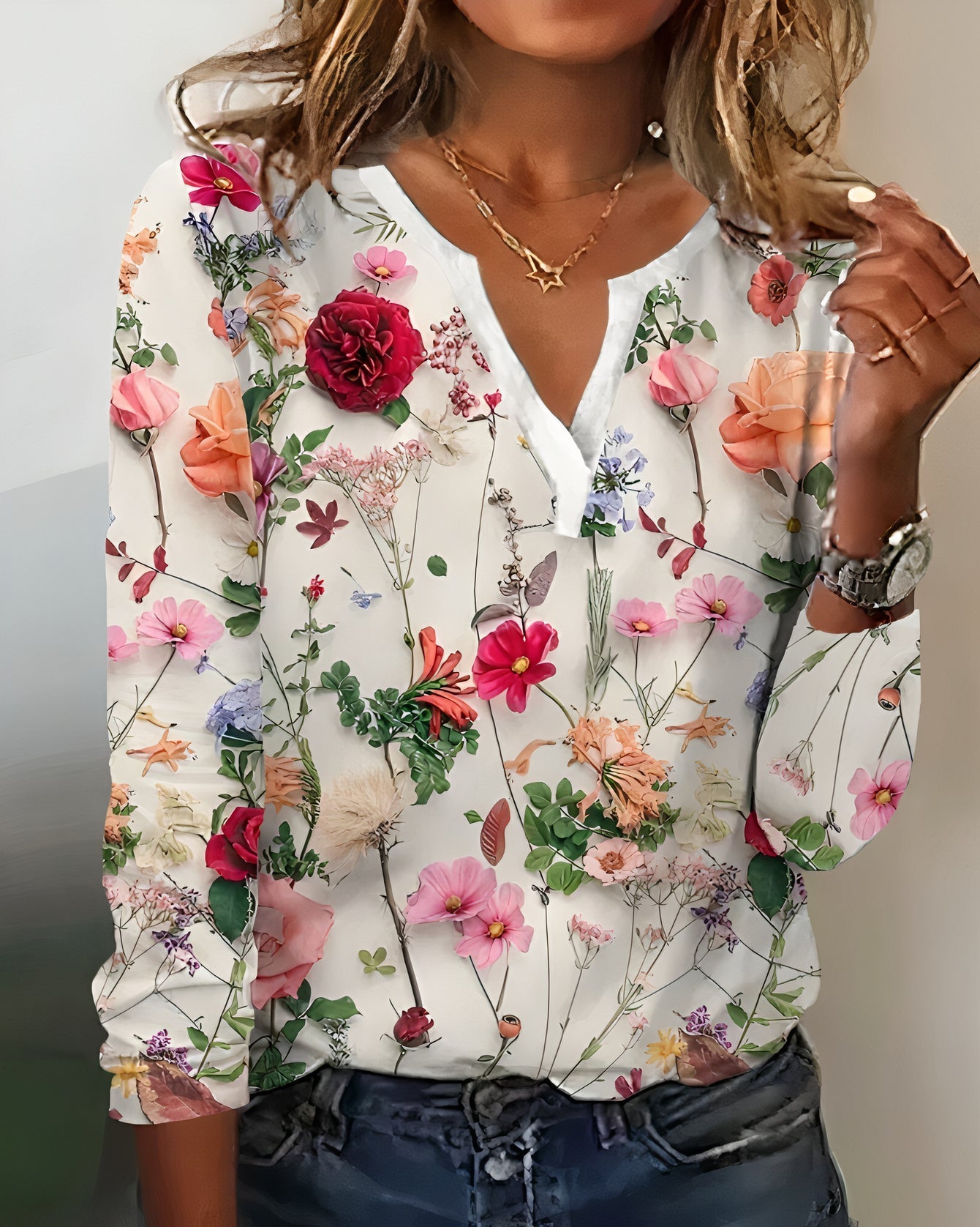 Elegant Floral Blouse for Women in Cerise - Chic & Versatile