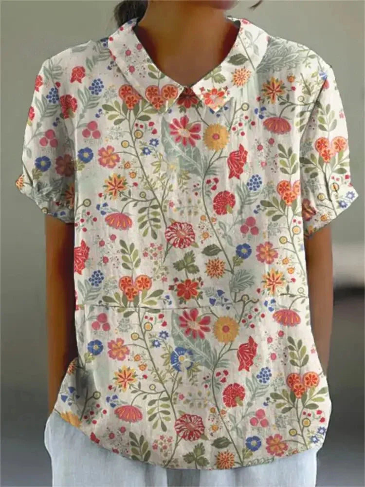 Floral Cotton-Linen Blouse | Stylish & Comfortable Margot Top