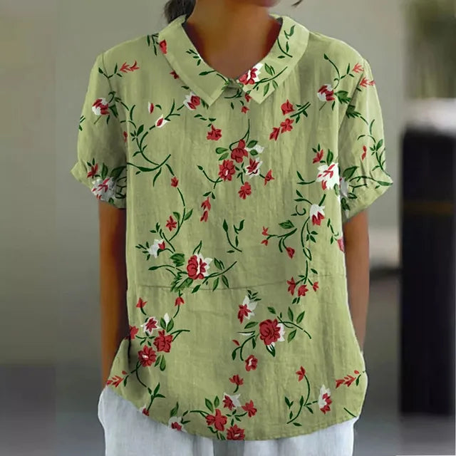 Floral Cotton-Linen Blouse | Stylish & Comfortable Margot Top