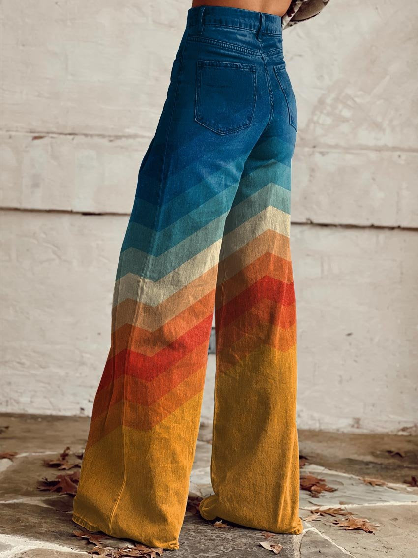 Grace | Retro Wide-Leg Chevron Pants