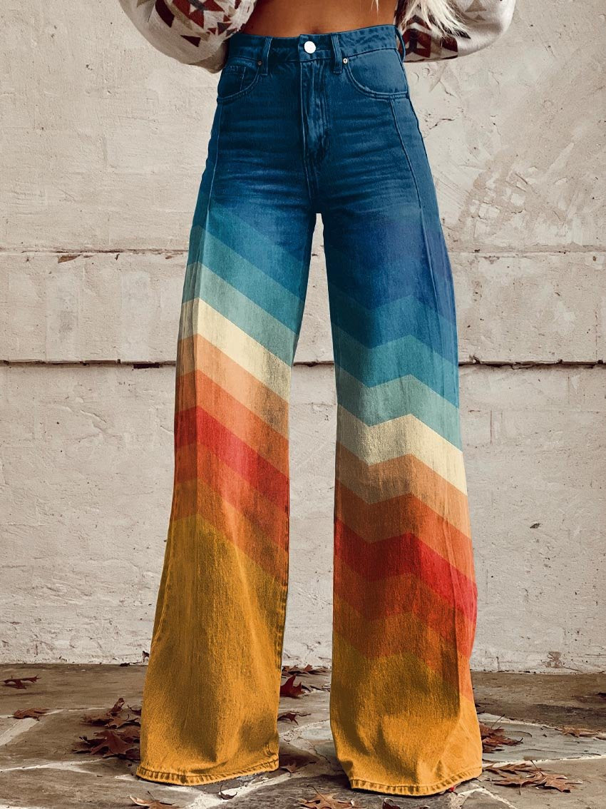 Grace | Retro Wide-Leg Chevron Pants