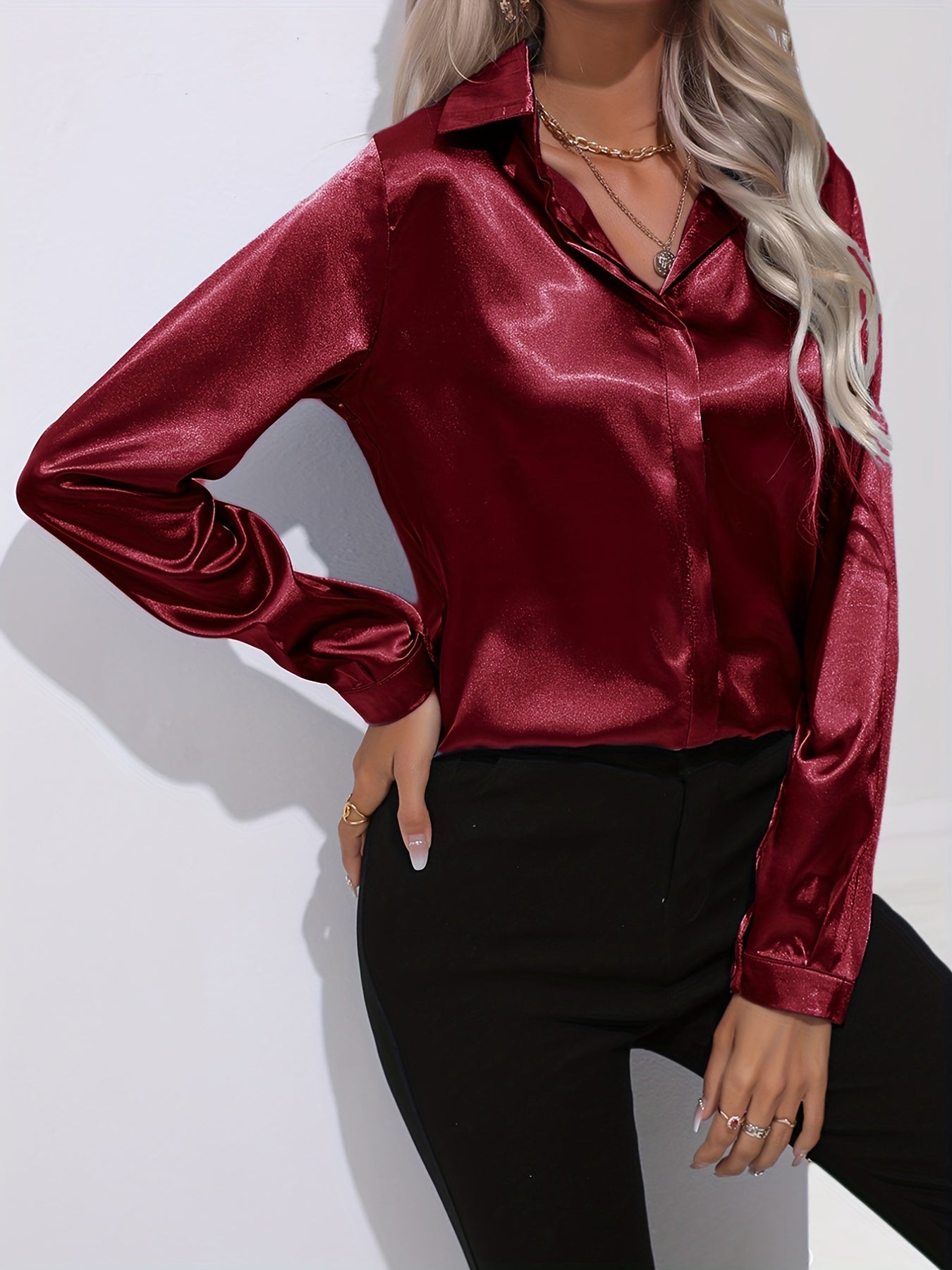 Elegant Women's Satin Blouse | Luxurious Style by Kaida