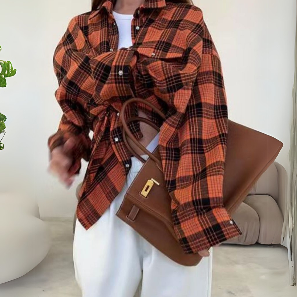 Chic Oversized Flannel Shirt for Women | Pavlina - Cozy & Stylish