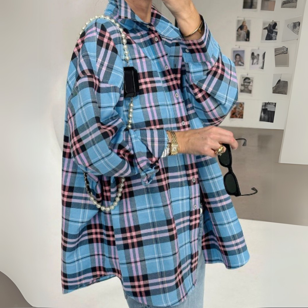 Chic Oversized Flannel Shirt for Women | Pavlina - Cozy & Stylish