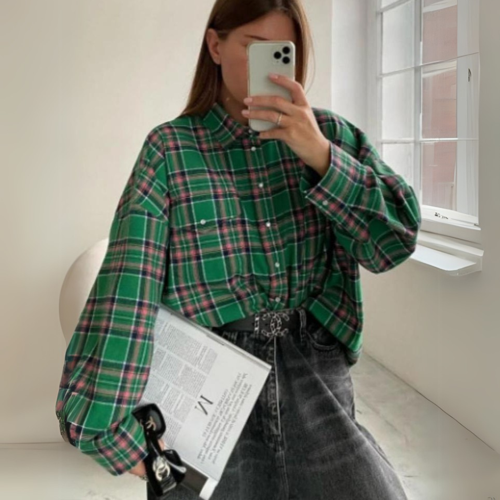 Chic Oversized Flannel Shirt for Women | Pavlina - Cozy & Stylish