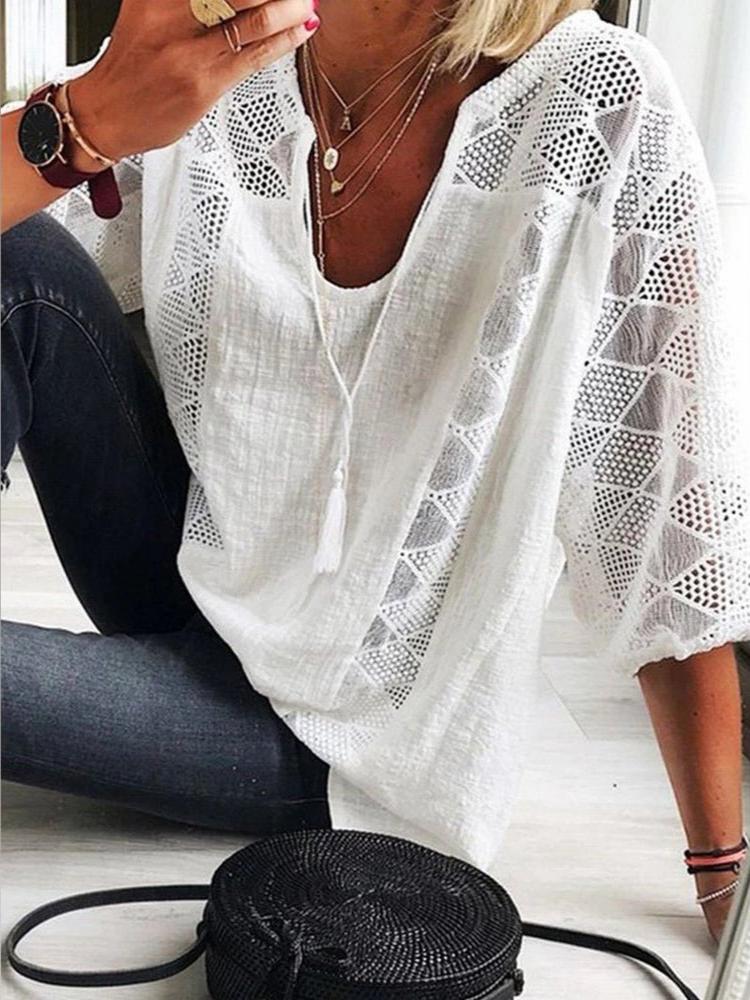 Elegant Women's Summer Crochet Blouse | Auria - Stylish & Breezy